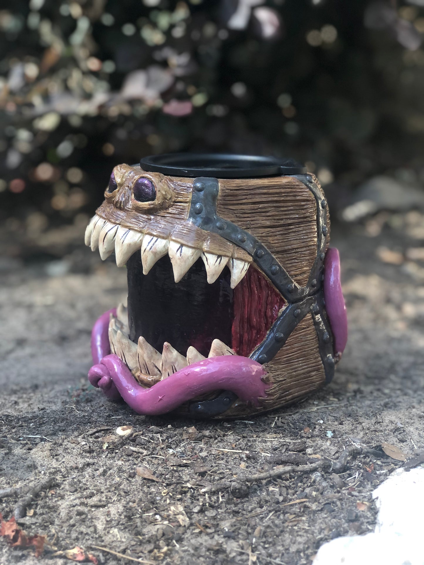3D D&D Mimic Tumbler - Sculpted Clay on an Insulated Stainless Steel 14 oz mug