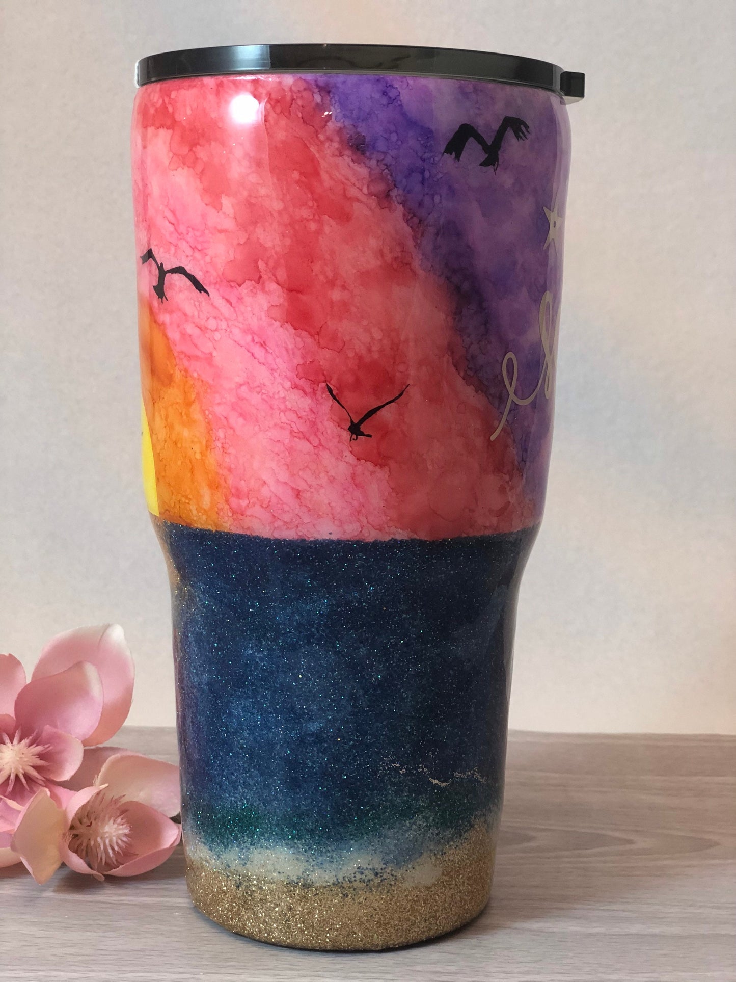 Salty Vibes Alcohol Ink Beach Sunset Gift Gift For Her Birthday Gift Beach Decor