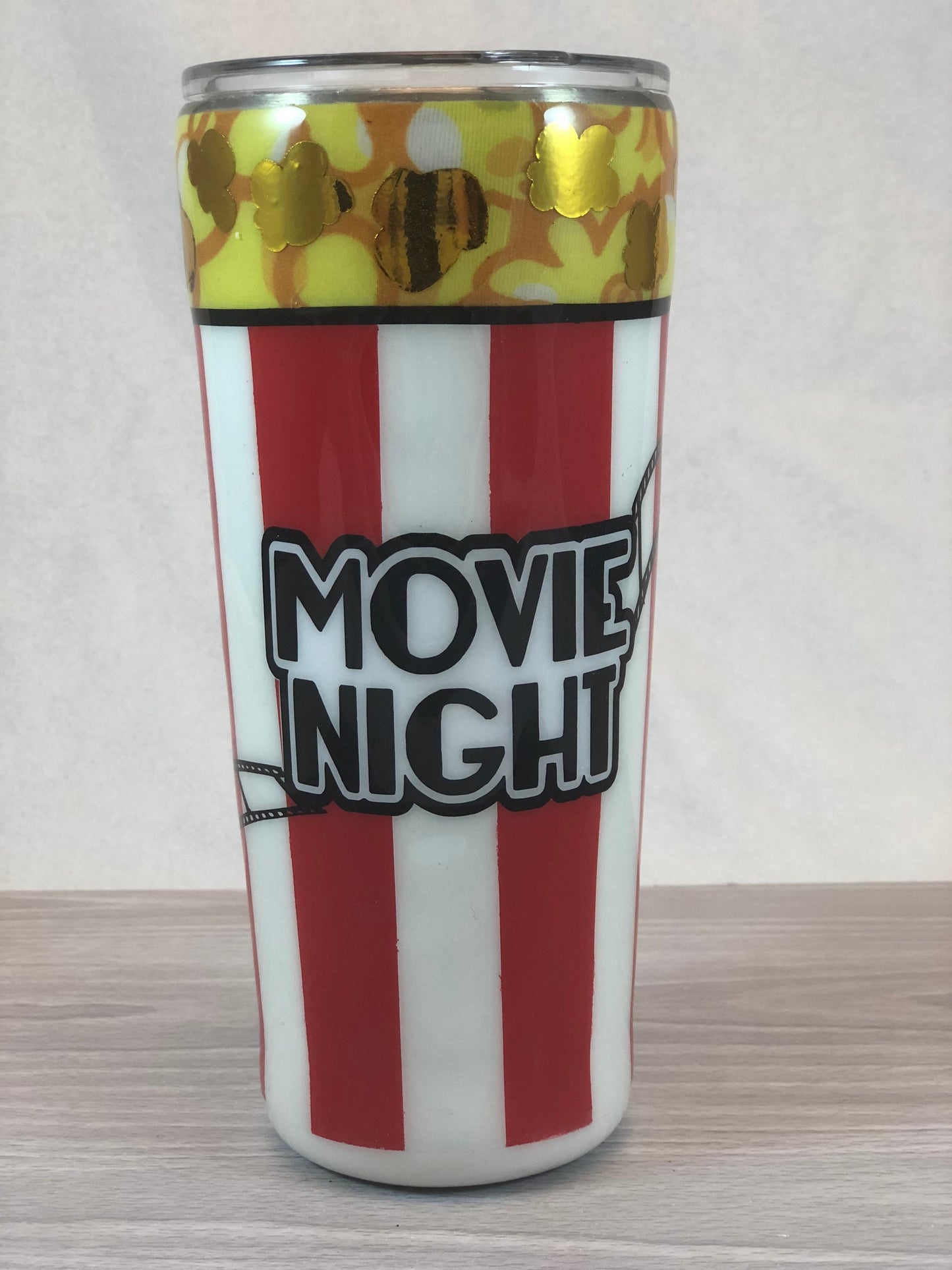Movie Time Popcorn Bucket 24 oz straight tumbler