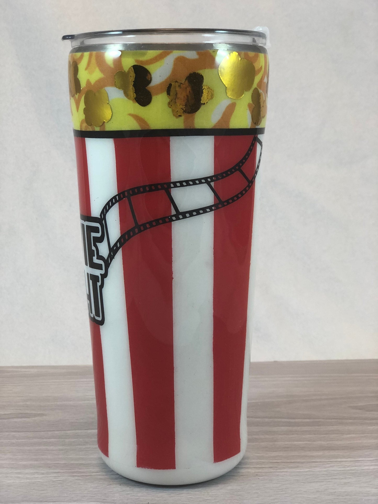Movie Time Popcorn Bucket 24 oz straight tumbler