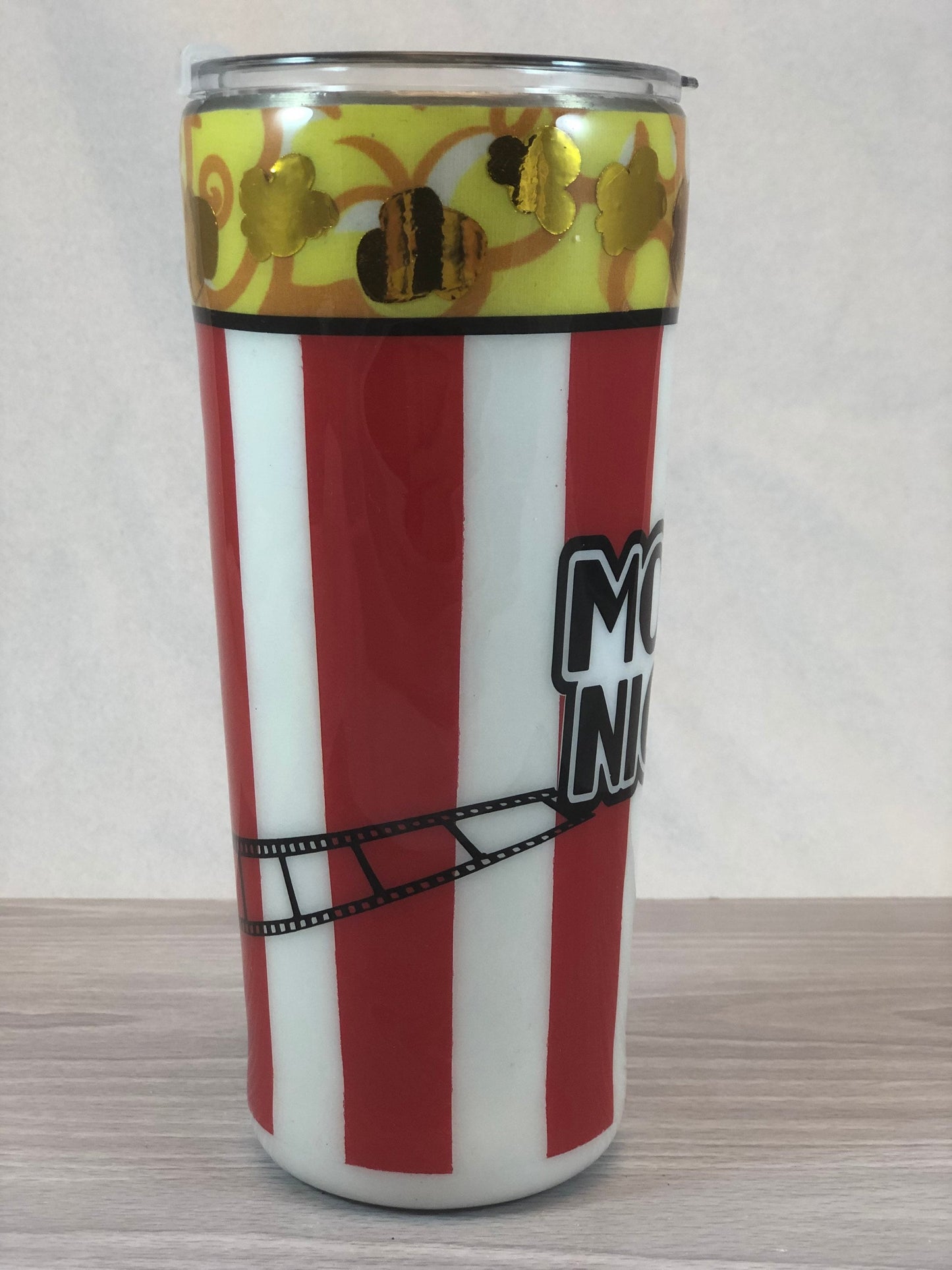 Movie Time Popcorn Bucket 24 oz straight tumbler