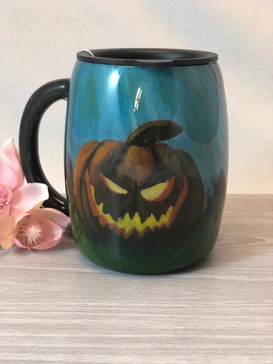 Jack o’ Lantern Mug - Handpainted 14 oz Stainless Steel Insulated Mug