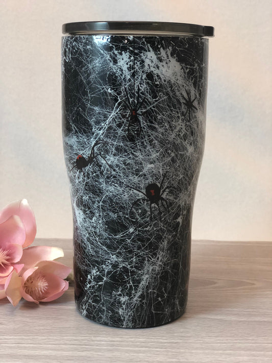 20 oz Black Widow Spider Web Spooky Tumbler